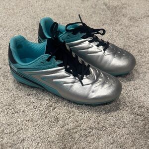 DSG Kids Silver and Teal Soccer Cleats